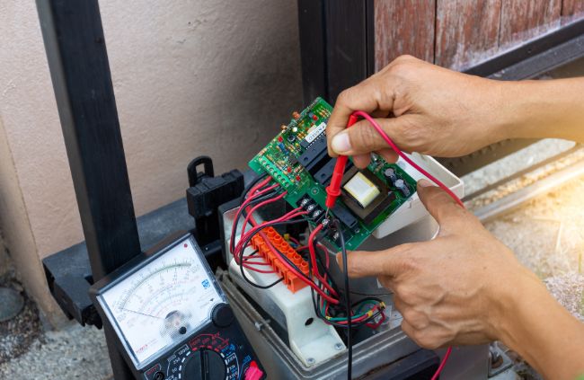 Automatic gate repairs using a multimeter on a gate control board – expert automatic gate servicing by Auto Gate Guys Brisbane Automatic gate repairs using a multimeter on a gate control board – expert automatic gate servicing by Auto Gate Guys Brisbane